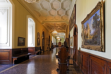 Schloss Elisabethenburg castle, entrance hall, gallery, Meiningen, Rhoen, Thuringia, Germany, Europe