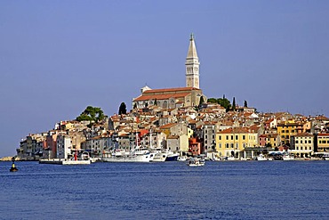 Harbor view of old town across harbor, Rovinj, Istria, Croatia