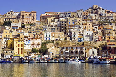 Waterfront, harbor, fishing boats, Sciacca, Sicily, Italy, Europe