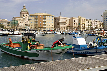 Fishing boats at dock Trapani harbor, Trapani, Sicily, Italy