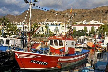 Fishing boats in Puerto Mogan, Grand Canary, Canary Islands, Spain