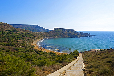 Beach at Tuffieha Bay, Malta, Europe