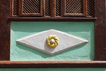 House decoration, Calle Mendez Cabezola, historic town of Santa Cruz de la Palma, La Palma, Canary Islands, Spain