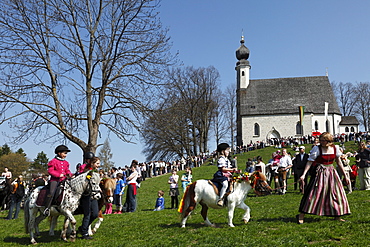 Georgiritt, George's Ride, Easter Monday procession, Ettendorf Church, Traunstein, Chiemgau, Upper Bavaria, Bavaria, Germany, Europe