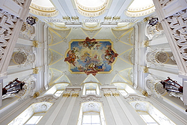 Ceiling fresco by Altomonte, abbey stairway, Kloster Seitenstetten monastery, Mostviertel region, Lower Austria, Austria, Europe