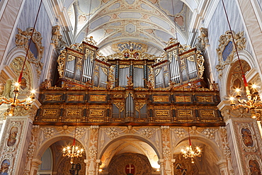 Organ in church, Stift Goettweig monastery, Wachau, Mostviertel region, Lower Austria, Austria, Europe