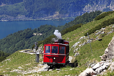 Schafbergbahn mountain train, Schafberg mountain, Salzkammergut region, Salzburg Land state, Austria, Europe