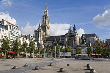 Groenplaats with Rubens statue, Antwerp, Belgium