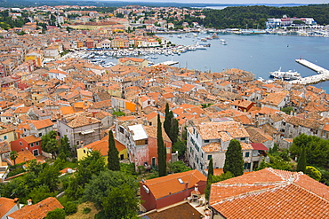 Rovinj from the tower of Saint Euphemia's basilica, Istria, Croatia, Europe