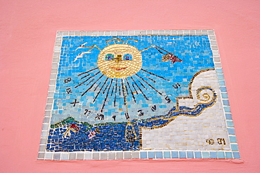 Mosaic at the building of Vladimira Svalbe Street, Rovinj, Istria, Croatia, Europe
