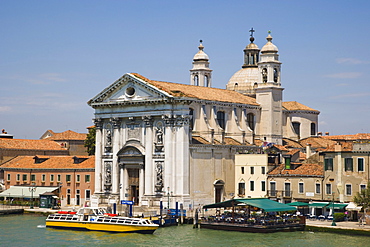 View of Church of Santa Maria dei Rosario Dorsoduro from Canale della Giudecca near Zattere, Venice, Italy, Europe