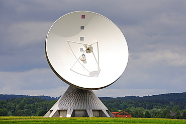 Parabolic antenna at the Erdfunkstelle, station for radio, television and data communications, Raisting, district of Weilheim-Schongau, Bavaria, Germany, Europe