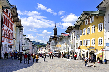 The market street in the district town of Bad Toelz, district of Bad Toelz-Wolfratshausen, Bavaria, Germany, Europe