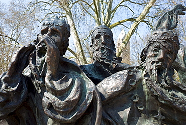 Statue in the Domgarten cathedral garden by Zeuner. After the legend "The Ferryman's Dream", Speyer, Rhineland-Palatinate, Germany, Europe