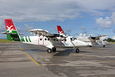 Aircrafts of Air Seychelles, for domestic flights, airport of Mahe, Mahe Island, Seychelles, Indian Ozen, Africa