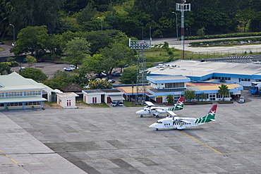 Aircrafts of Air Seychelles for domestic flights, airport of Mahe, Mahe Island, Seychelles, Indian Ozen, Africa