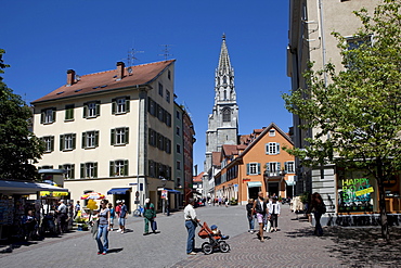 View from the Wesenberg street to the Cathedral of Constance, Konstanz, Lake Constance, Baden-Wuerttemberg, Germany, Europe