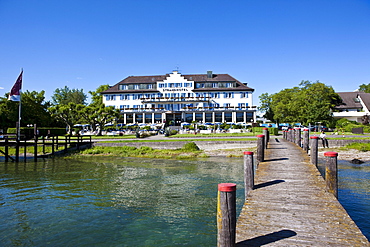 Loechnerzell beach hotel, Mittelzell, Reichenau Island, Lake Constance, Baden-Wuerttemberg, Germany, Europe