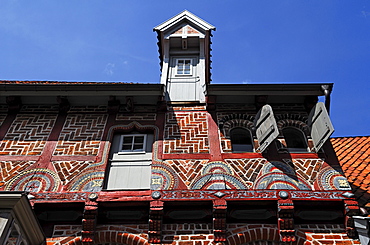 Decorative ornate half-timbered house, 1595, in the old town, Lueneburg, Lower Saxony, Germany, Europe