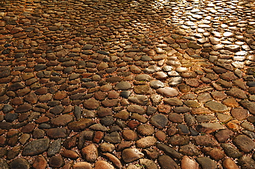 Old cobbled streets in the old town, Lueneburg, Lower Saxony, Germany, Europe