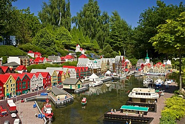 The harbourside of Bergen made from lego bricks, Legoland, Denmark