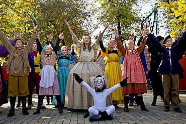 The Adventure theatre company performing in Tivoli, Copenhagen, Denmark