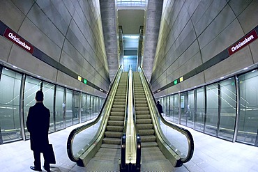 Waiting for trains, subway station, Copenhagen, Denmark, Europe