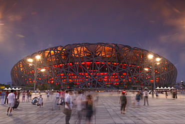 National Stadium, bird's nest, in the evening, Beijing, China, Asia