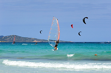 Kitesurfing, windsurfing, San Teodoro, Sardinia, Italy, Europe