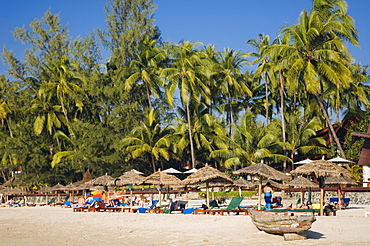 Palm beach, Ngapali Beach, Thandwe, Rakhine Coast, Bay of Bengal, Burma, Myanmar, Asia