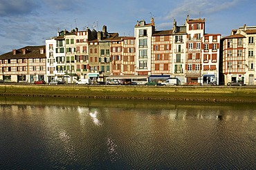 Nive river in the city of Bayonne, Basque Country, France