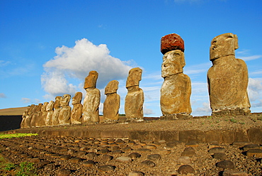 Moai, on Ahu Tongariki, Easter Island, Pacific