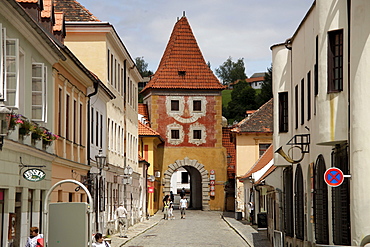 Tower and town gate in the historic centre of &eskË Krumlov, Czech Republic, Europe