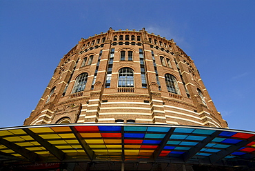 Front view the renovated Historic Gasometer A in Simmering, Vienna, Austria, Europe