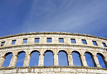 Ancient roman amphitheater, arena, in Pula, Istria, Croatia, Europe