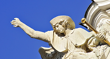 Detail of statue, Mariahilf convent and parish church in Graz, Styria, Austria, Europe