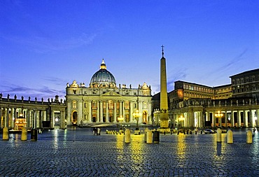 St. Peter's Basilica, Basilica of Saint Peter, obelisk, vatican palaces, Saint Peter's Square, Vatican city, Rome, Latium, Italy, Europe