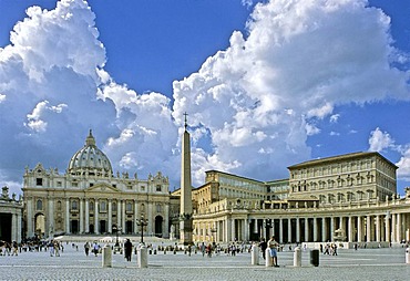 St. Peter's Basilica, Basilica of Saint Peter, obelisk, vatican palaces, Saint Peter's Square, Vatican city, Rome, Latium, Italy, Europe