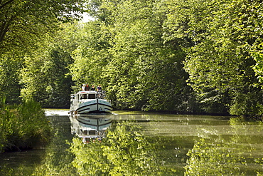 Houseboat on Canal du Midi, Languedoc, France