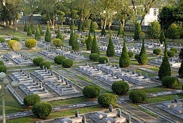 War graves, many tombstones of fallen Viet Minh soldiers, military cemetery, Dien Bien Phu, Vietnam, Southeast Asia, Asia