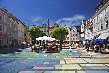 Marienplatz, 1909, Wassily Kandinsky, pavement painting, the world's largest Kandinsky, artists Florian Lechner and Annette Koelbl-Rill, Weilheim, Upper Bavaria, Bavaria, Germany, Europe