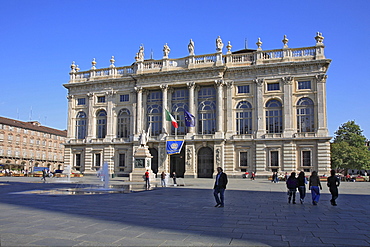 Baroque facade of the Palazzo Madama on Piazza Castello, Turin, Torino, Piedmont, Italy, Europe