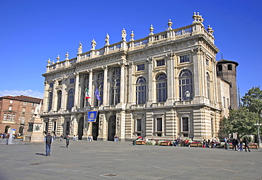 Baroque facade of the Palazzo Madama on Piazza Castello, Turin, Torino, Piedmont, Italy, Europe