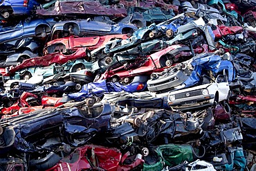 Old cars at a scrap yard