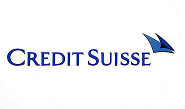 Logo at the headquarters of the Credit Suisse Deutschland AG bank in Frankfurt am Main, Hesse, Germany, Europe