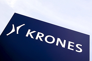 Logo of the Krones AG company on a factory hall in Neutraubling, Bavaria, Germany, Europe