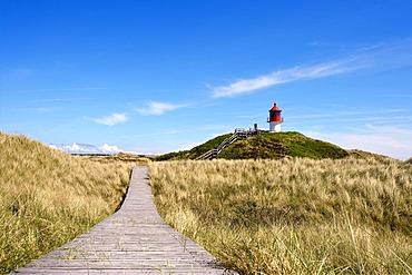 Quermarkenfeuer, small lighthouse in the dunes, Norddorf, Amrum, North Frisia, Schleswig-Holstein, Germany, Europe