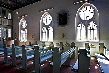 Interior, Hallig Church on Kirchwarft dwelling mound, Hallig Langeness, North Frisia, Schleswig-Holstein, Germany, Europe