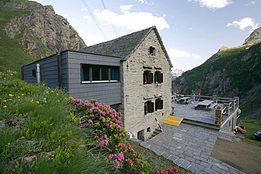 Basodino hut Robiei, Val Bavona, last side valley of the Maggia Valley, Ticino, Switzerland, Europe