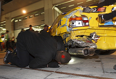 24-hour race at the Nurburgring race track, accident emergency repair with duct tape, Nurburgring, Rhineland-Palatinate, Germany, Europe